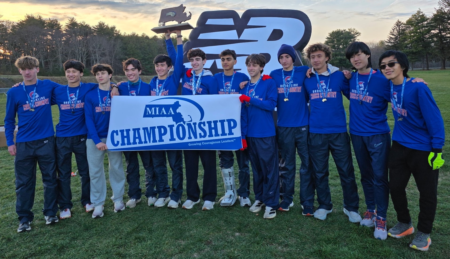 Brookline boys after winning the Division 1A title in 2025